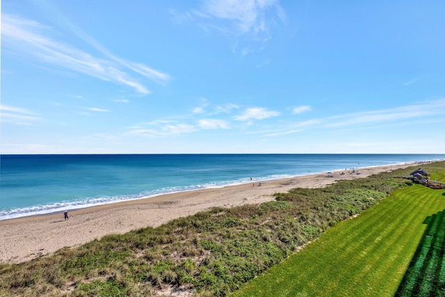 view of water feature featuring a beach view