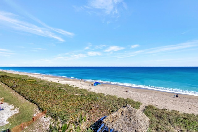 view of water feature featuring a beach view