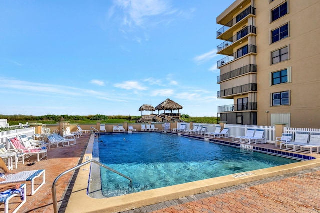 view of pool with a patio area