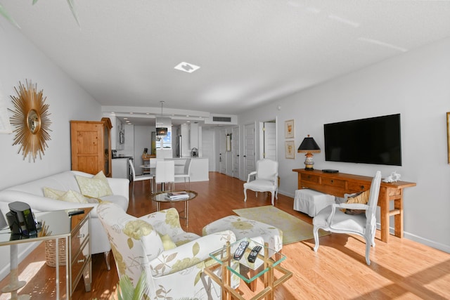 living room with hardwood / wood-style floors