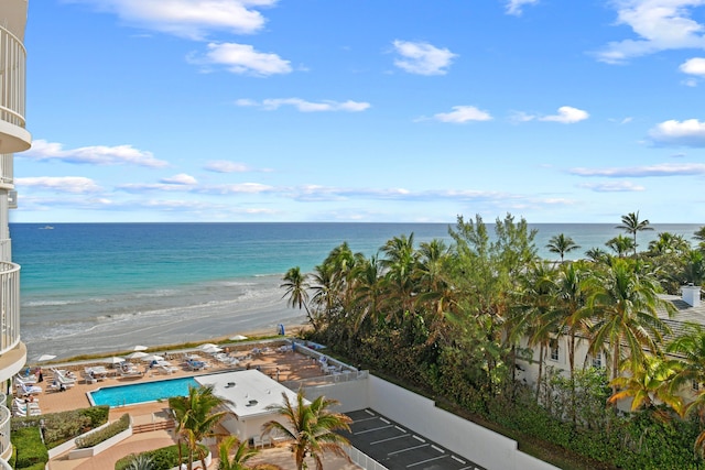 view of water feature featuring a view of the beach