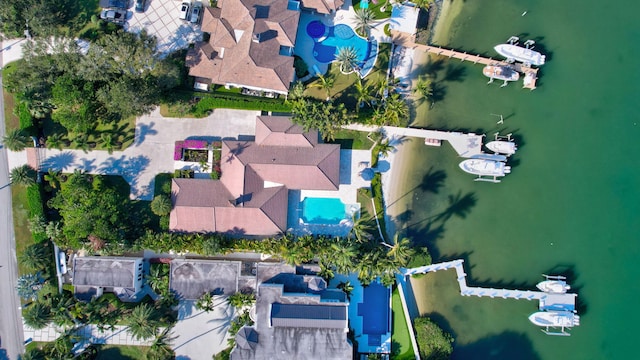 bird's eye view featuring a water view