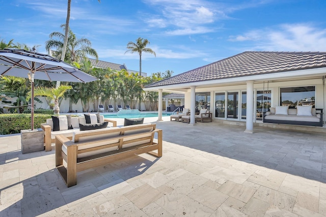 view of patio / terrace featuring an outdoor living space