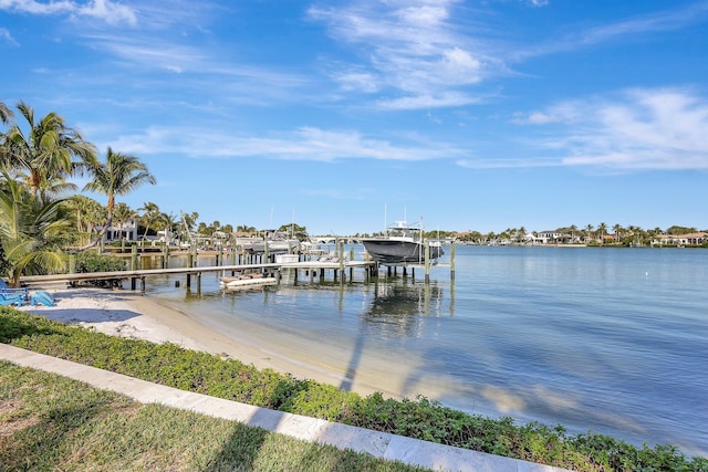 dock area with a water view