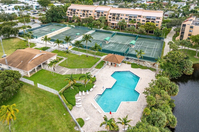 bird's eye view featuring a water view