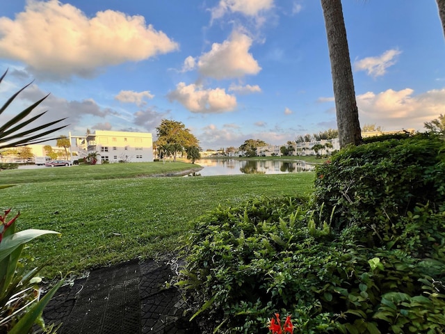 view of yard featuring a water view