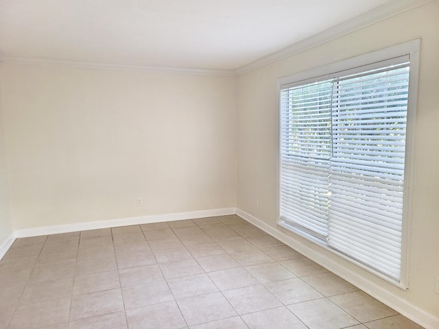 tiled empty room with ornamental molding