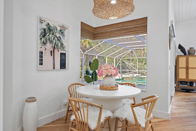 dining room with light wood-type flooring