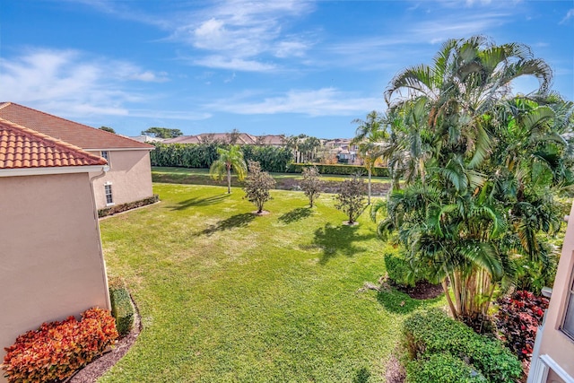 view of yard with a mountain view