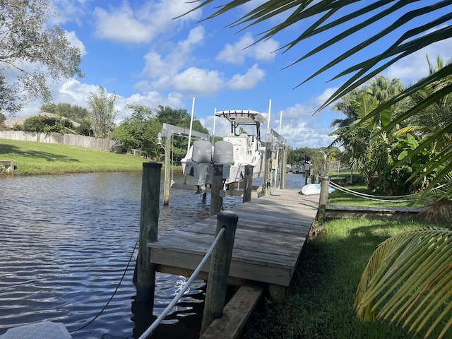 dock area featuring a water view