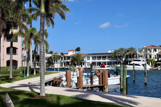 view of dock featuring a water view