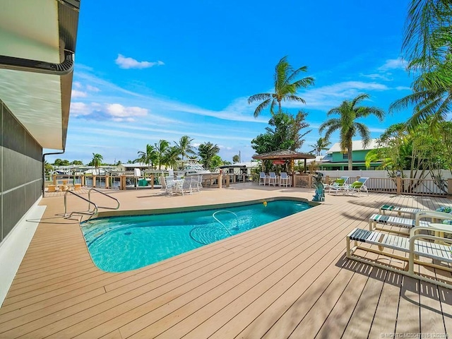 view of pool with a gazebo and a patio