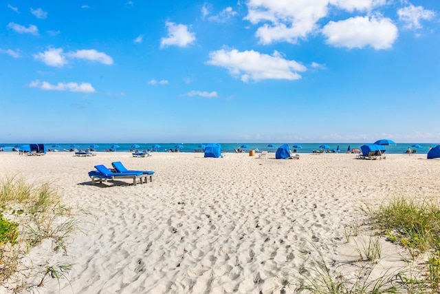 property view of water featuring a view of the beach