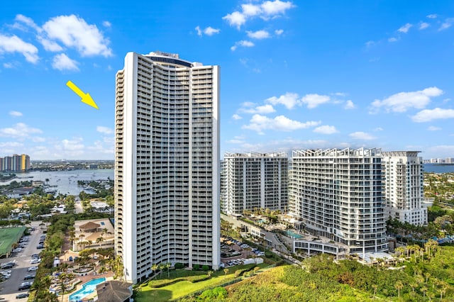 view of property with a water view