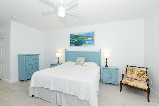 bedroom featuring ceiling fan