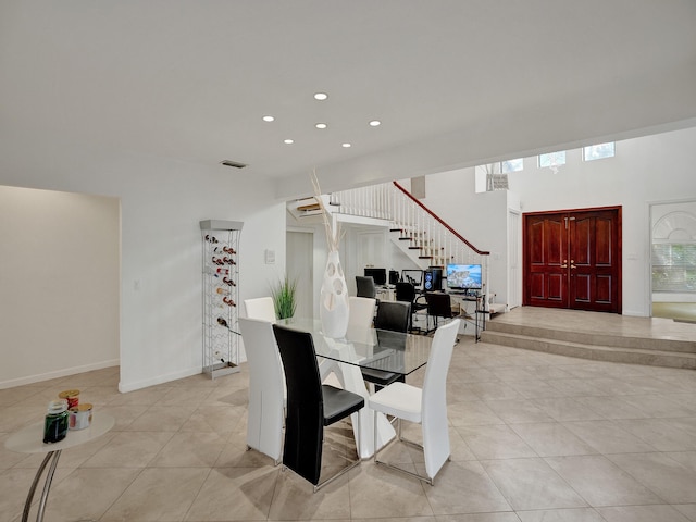 view of tiled dining space