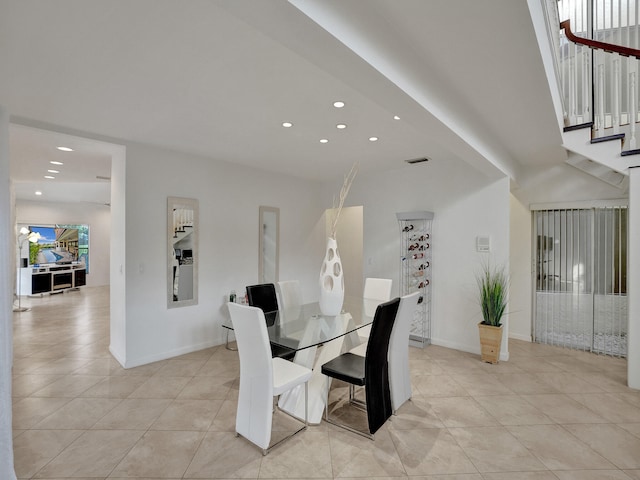 view of tiled dining space