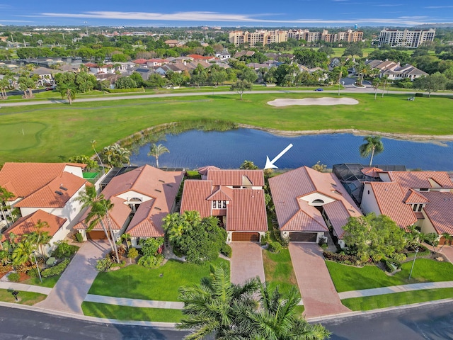 bird's eye view featuring a water view