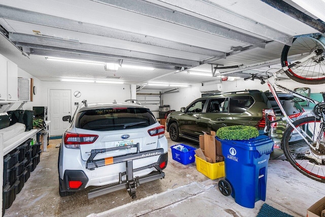 garage with a garage door opener