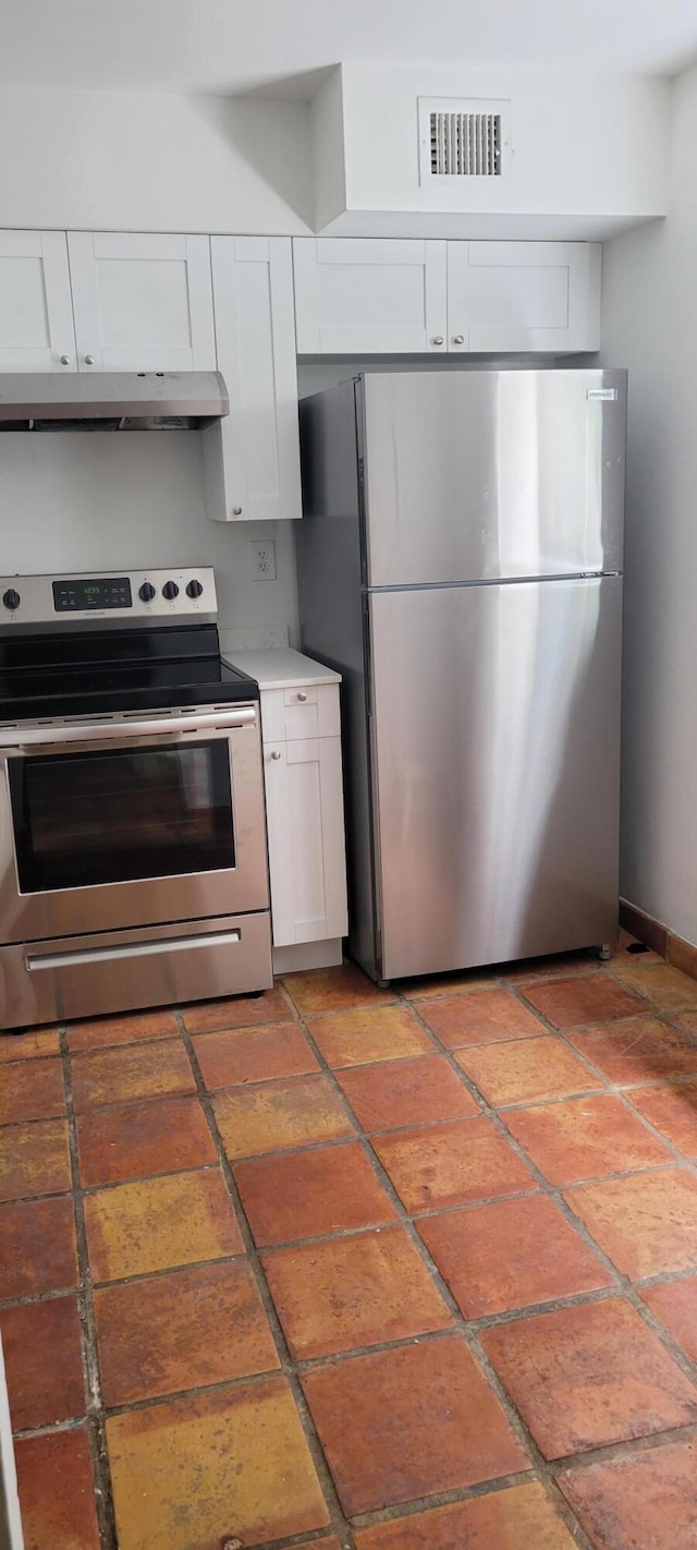 kitchen featuring white cabinets and appliances with stainless steel finishes