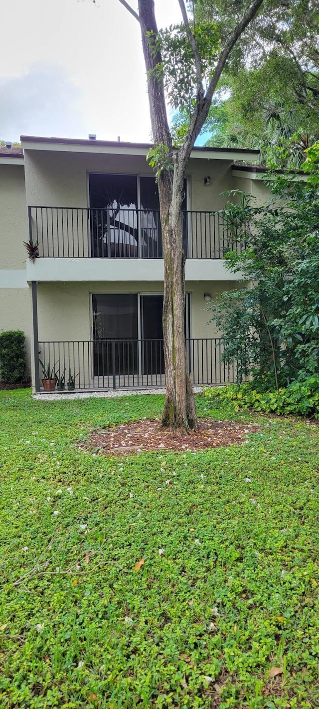 rear view of property with a yard