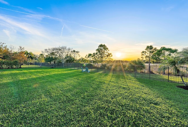 view of yard at dusk