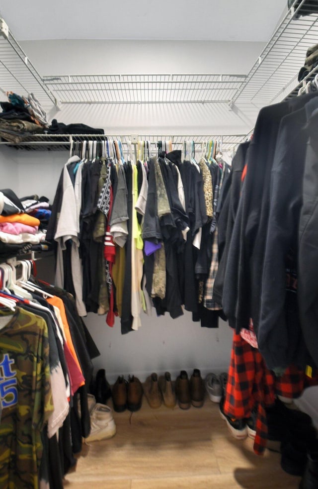 walk in closet featuring hardwood / wood-style floors