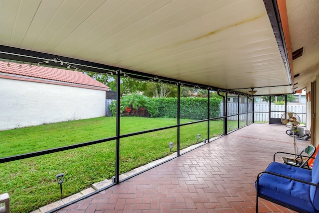 view of unfurnished sunroom