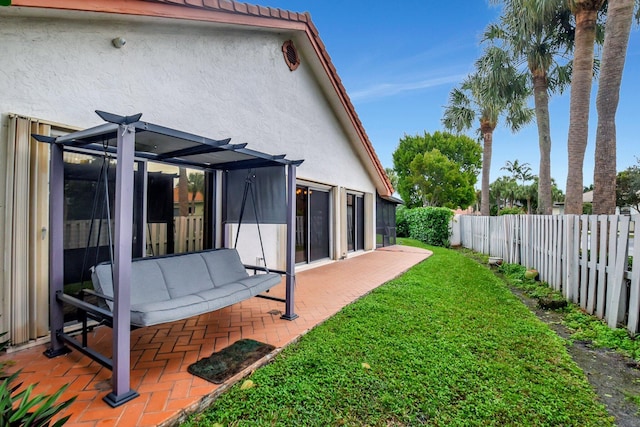 view of yard featuring a pergola and a patio