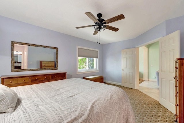 bedroom featuring ceiling fan