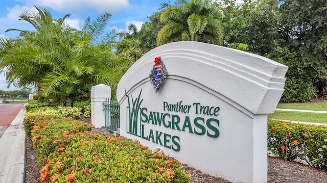 view of community sign