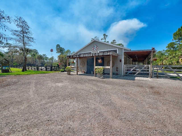 exterior space with an outbuilding