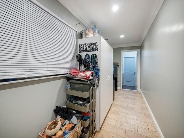 hallway with ornamental molding