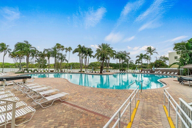 view of pool featuring a patio area