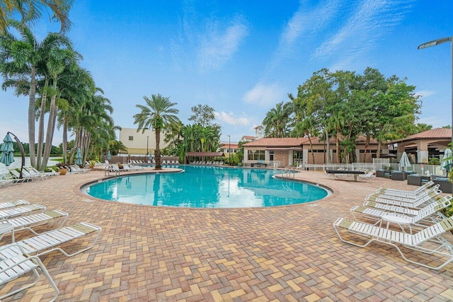 view of pool featuring a patio area