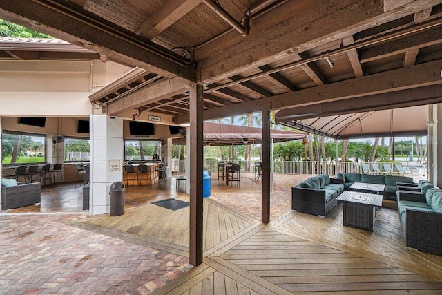 view of patio / terrace featuring a gazebo and exterior kitchen