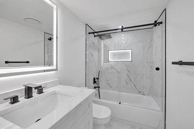 full bathroom featuring vanity, toilet, and combined bath / shower with glass door