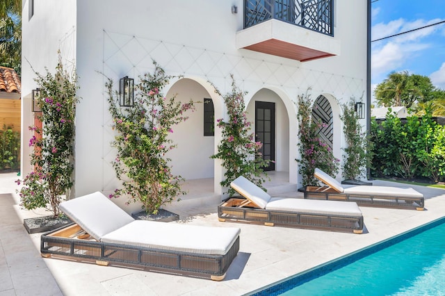 view of patio / terrace featuring a balcony