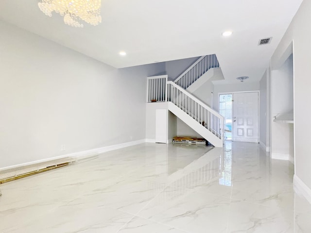 interior space with a notable chandelier