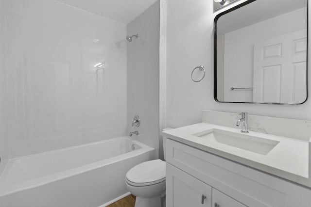 full bathroom with shower / washtub combination, vanity, and toilet