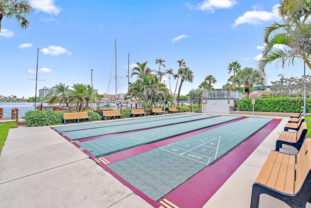 view of property's community with a water view