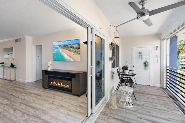 wooden deck with ceiling fan