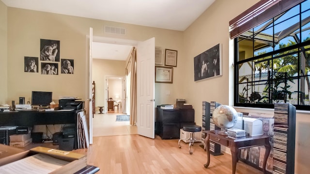 office featuring light hardwood / wood-style flooring