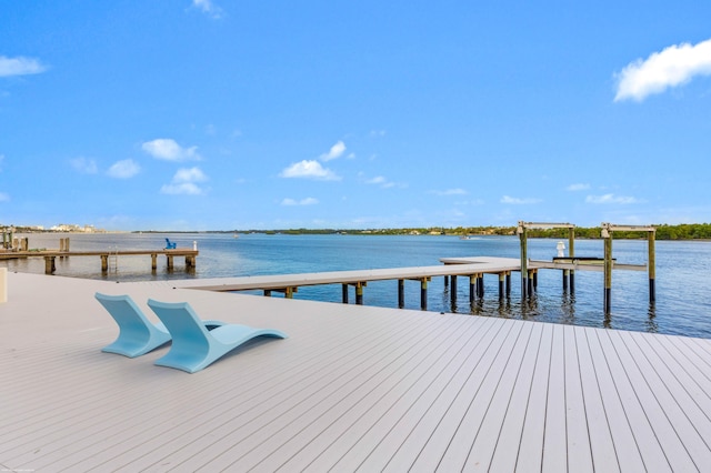 view of dock featuring a water view