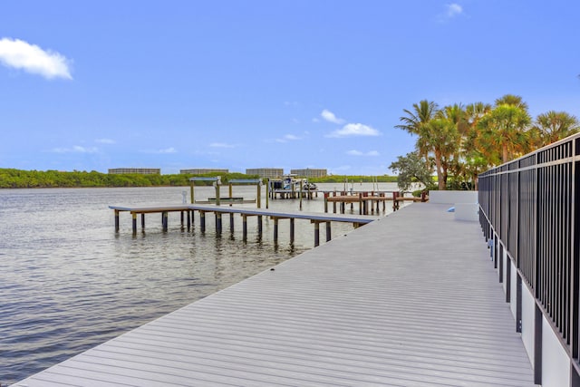 dock area featuring a water view