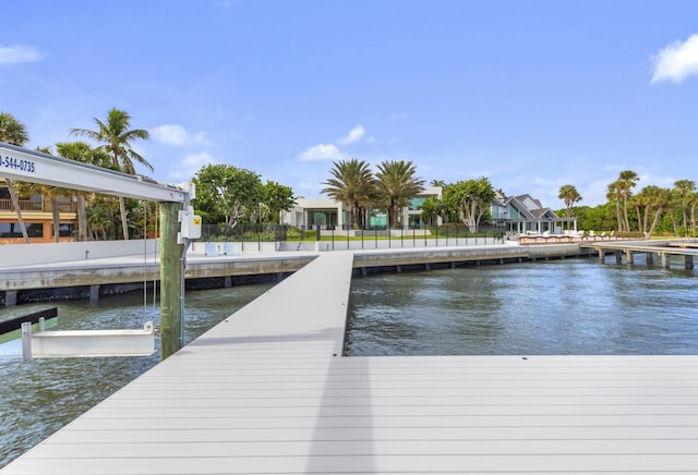 view of dock featuring a water view