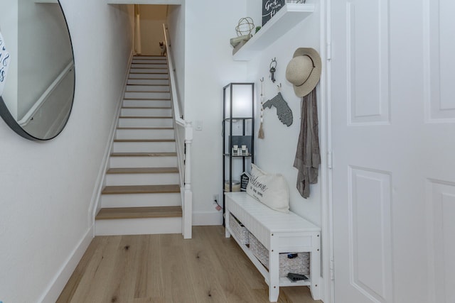 mudroom featuring light hardwood / wood-style flooring