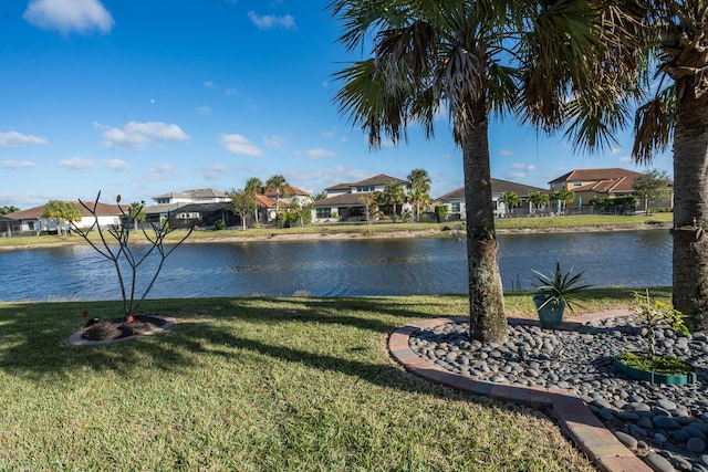 view of water feature with a residential view