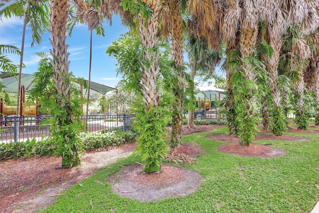 view of yard with a playground