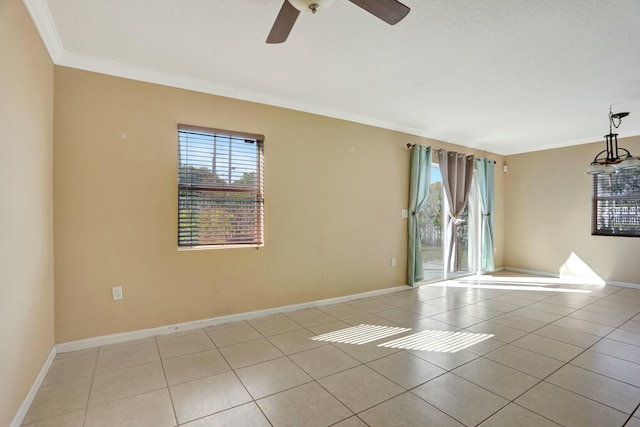 901 SW 15th St, Deerfield Beach, FL 33441 - unfurnished room featuring crown molding, a ceiling fan, tile patterned floors, and baseboards
